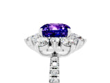 White gold Cushion Cut Cut Diamond Floral Halo Pave Band with Prong Setting_5