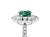 White gold Cushion Cut Cut Diamond Floral Halo Pave Band with Prong Setting_5