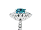 White gold Cushion Cut Cut Diamond Floral Halo Pave Band with Prong Setting_5