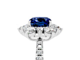 White gold Cushion Cut Cut Diamond Floral Halo Pave Band with Prong Setting_5