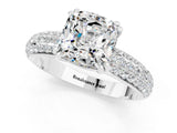 White gold Cushion Cut Cut Diamond Milgrain Marquise Band with Prong Setting_1