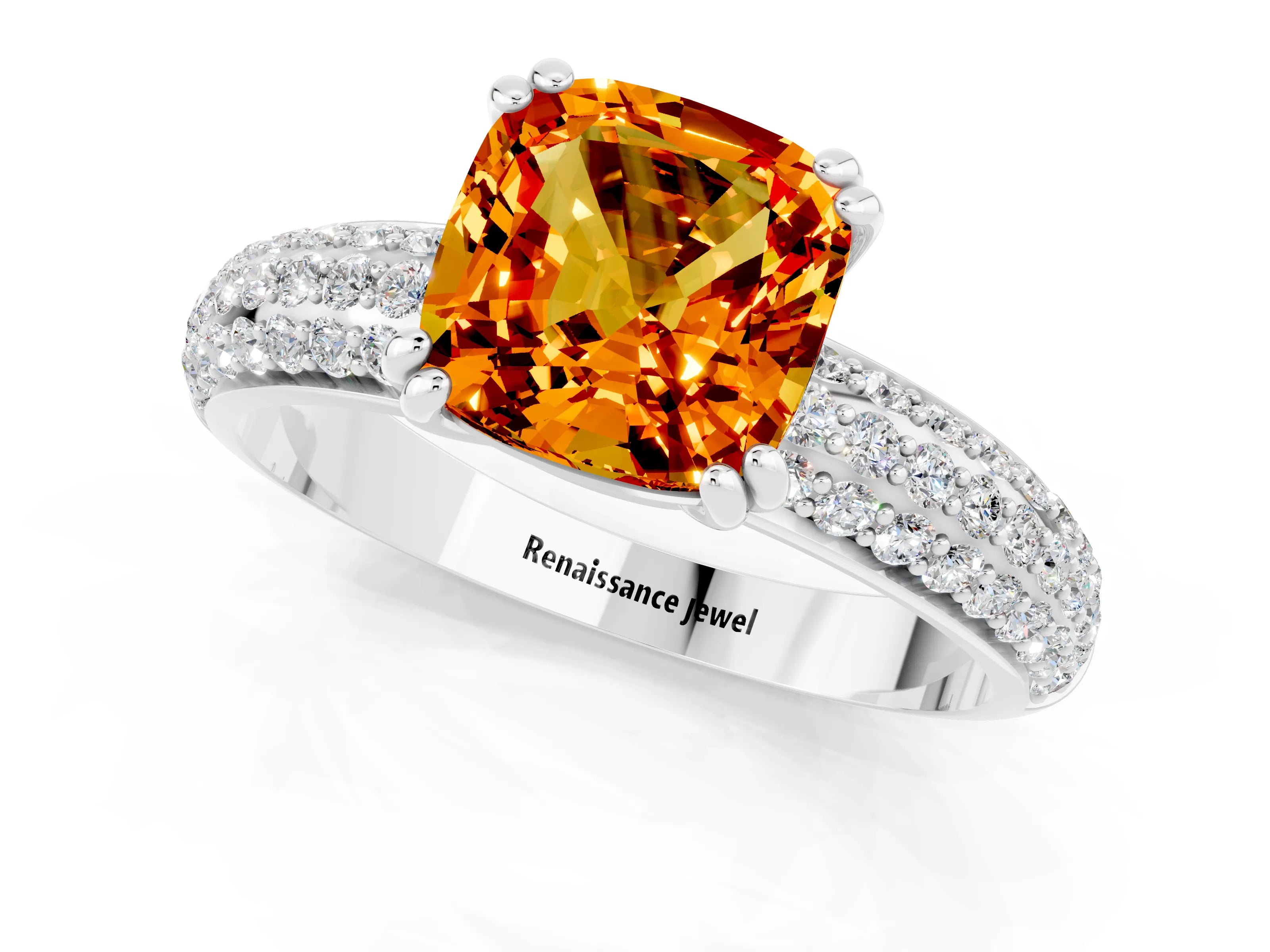 White gold Cushion Cut Cut Diamond Milgrain Marquise Band with Prong Setting_1