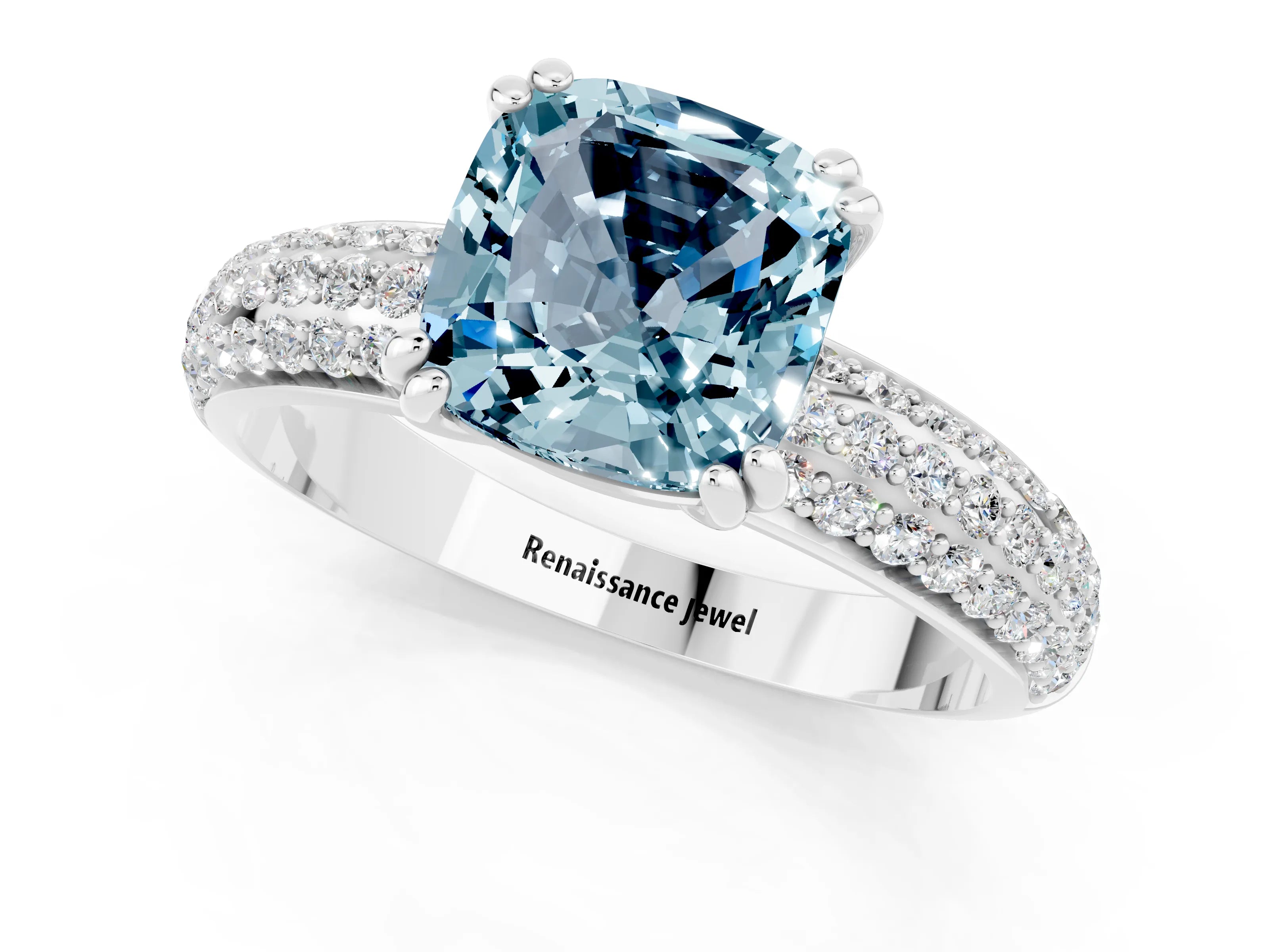 White gold Cushion Cut Cut Diamond Milgrain Marquise Band with Prong Setting_1