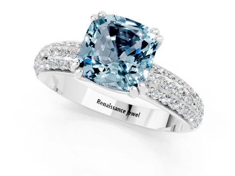 White gold Cushion Cut Cut Diamond Milgrain Marquise Band with Prong Setting_1