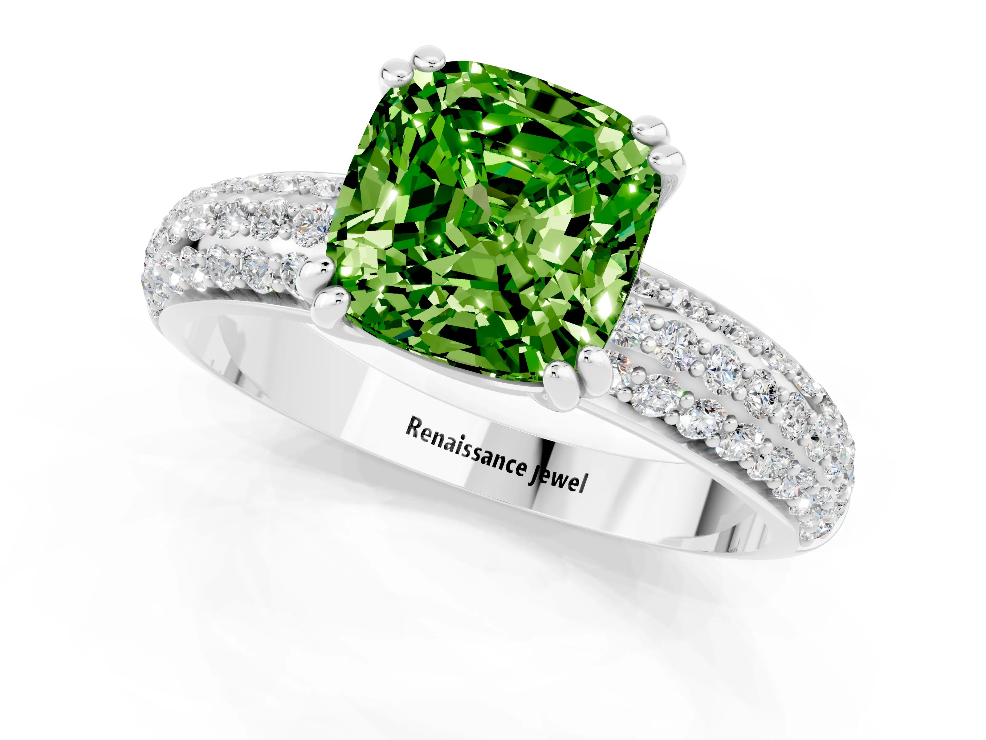 White gold Cushion Cut Cut Diamond Milgrain Marquise Band with Prong Setting_1
