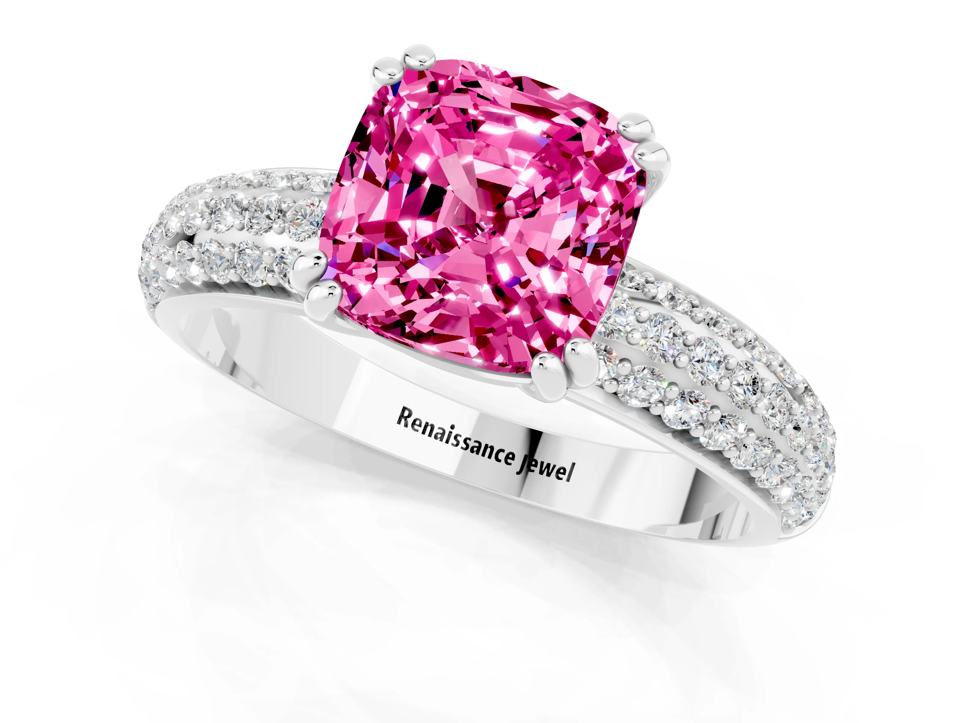White gold Cushion Cut Cut Diamond Milgrain Marquise Band with Prong Setting_1