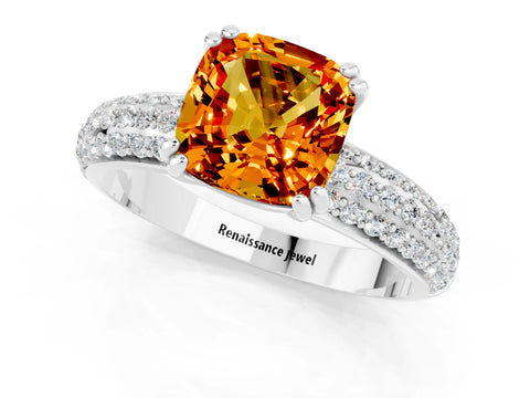 White gold Cushion Cut Cut Diamond Milgrain Marquise Band with Prong Setting_1