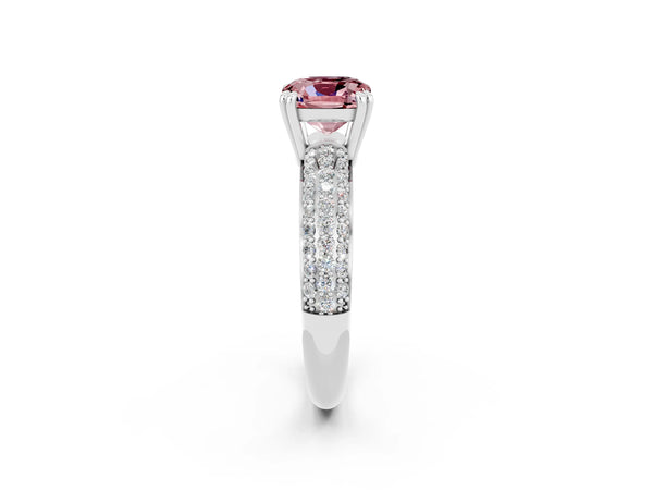 White gold Cushion Cut Cut Diamond Milgrain Marquise Band with Prong Setting