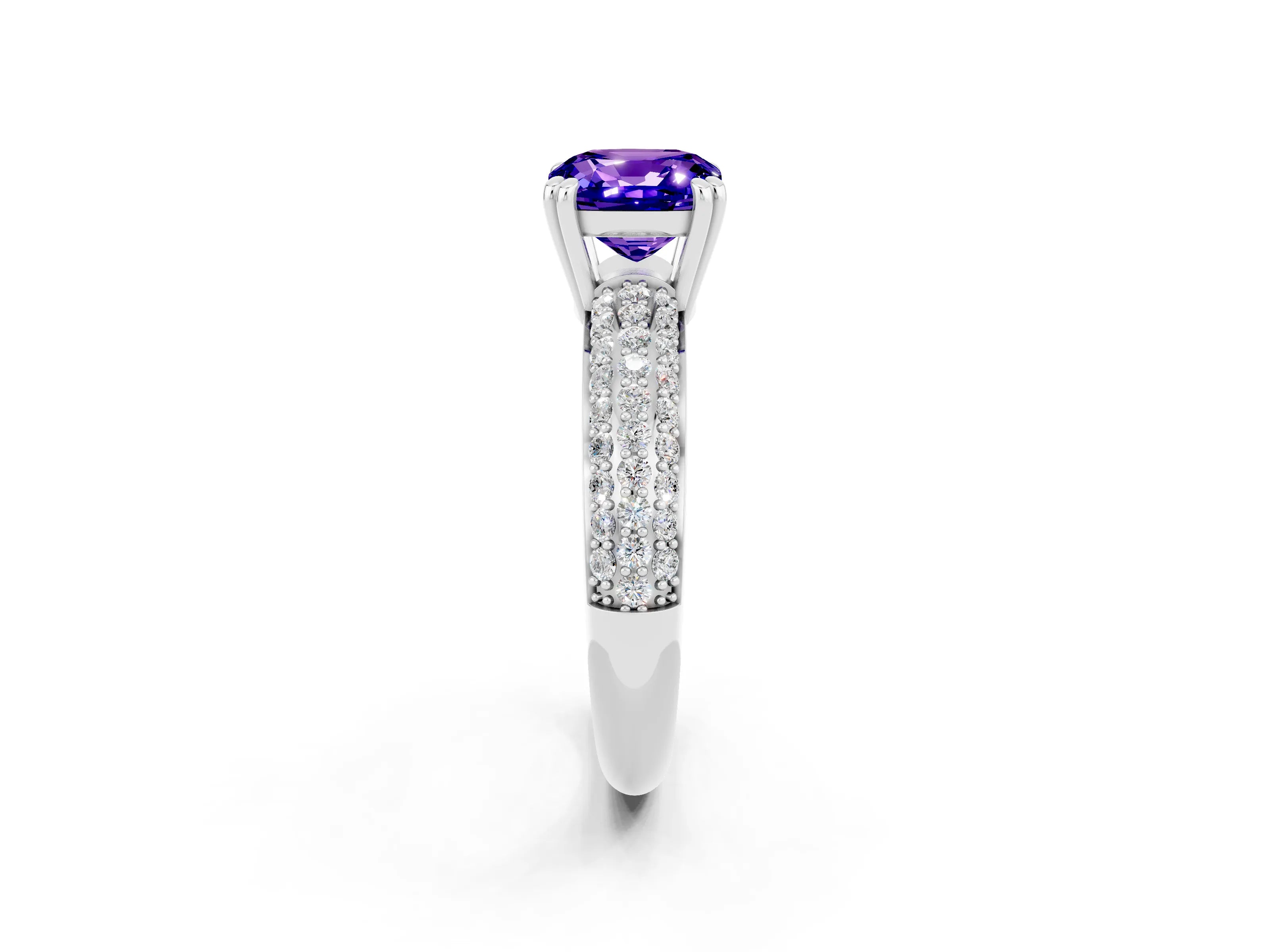 White gold Cushion Cut Cut Diamond Milgrain Marquise Band with Prong Setting_2