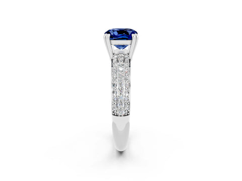 White gold Cushion Cut Cut Diamond Milgrain Marquise Band with Prong Setting_2