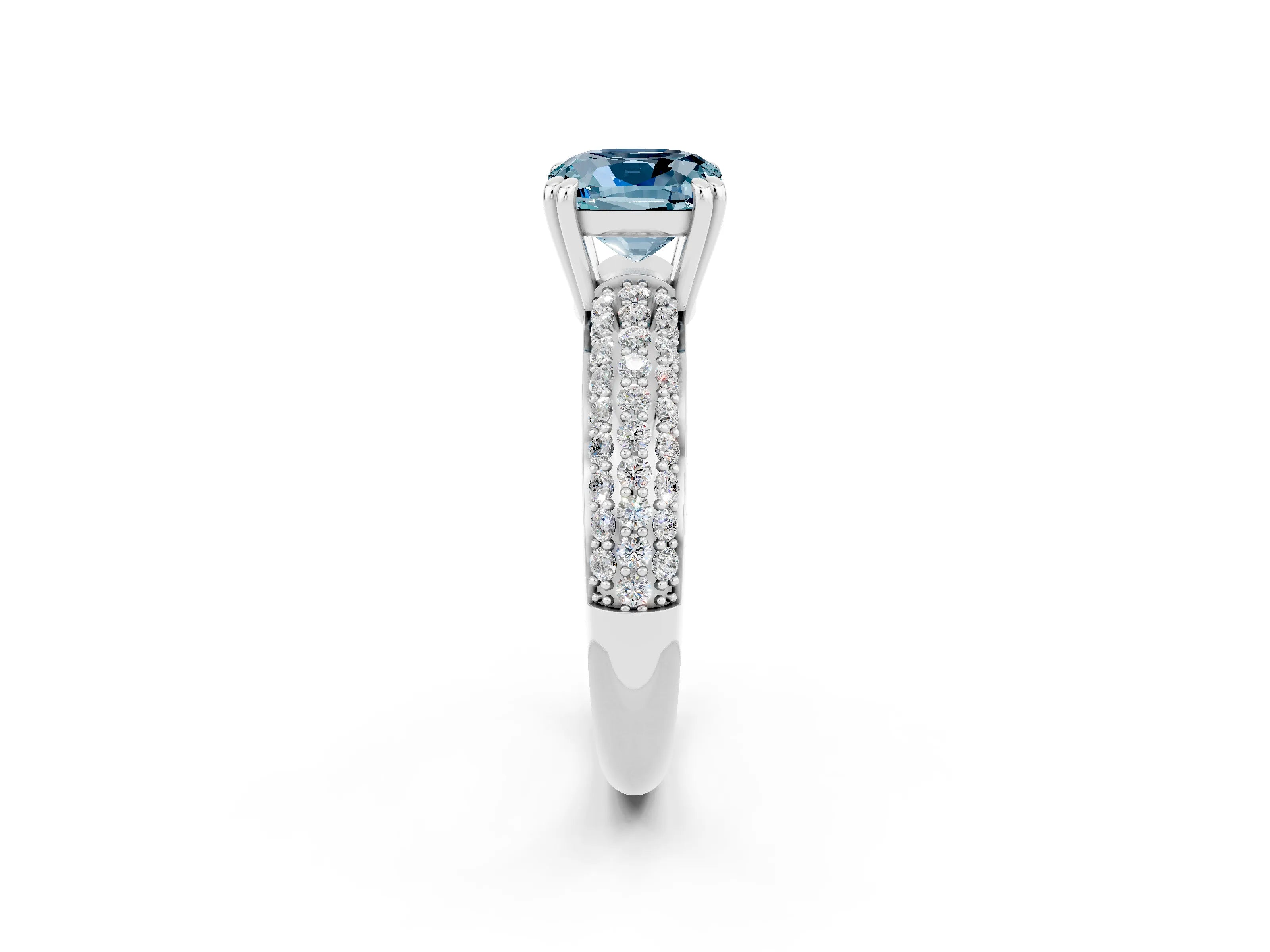 White gold Cushion Cut Cut Diamond Milgrain Marquise Band with Prong Setting_2