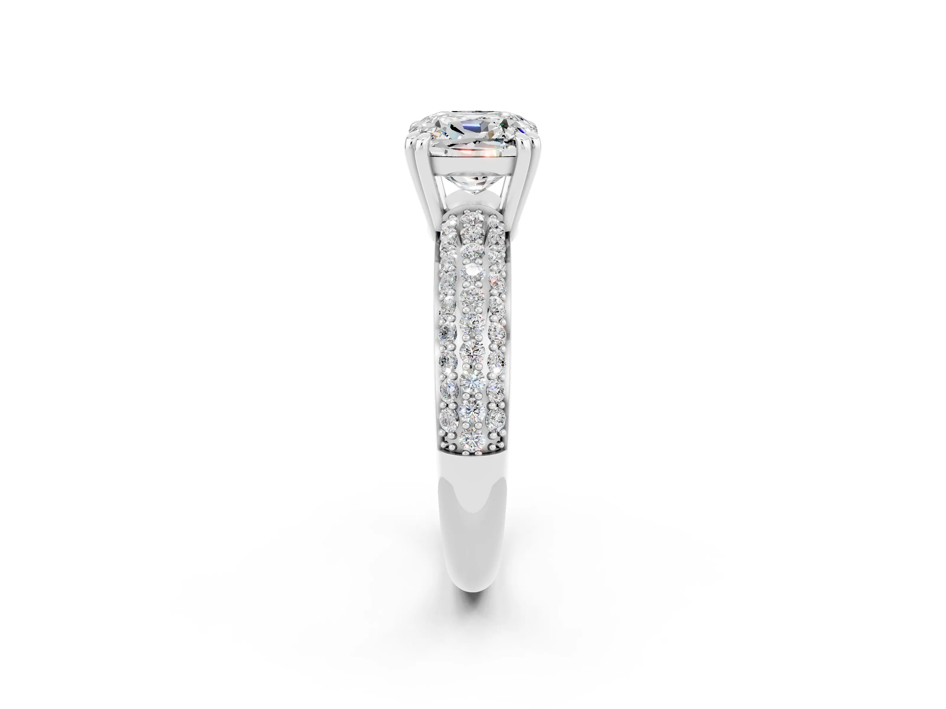 White gold Cushion Cut Cut Diamond Milgrain Marquise Band with Prong Setting_2