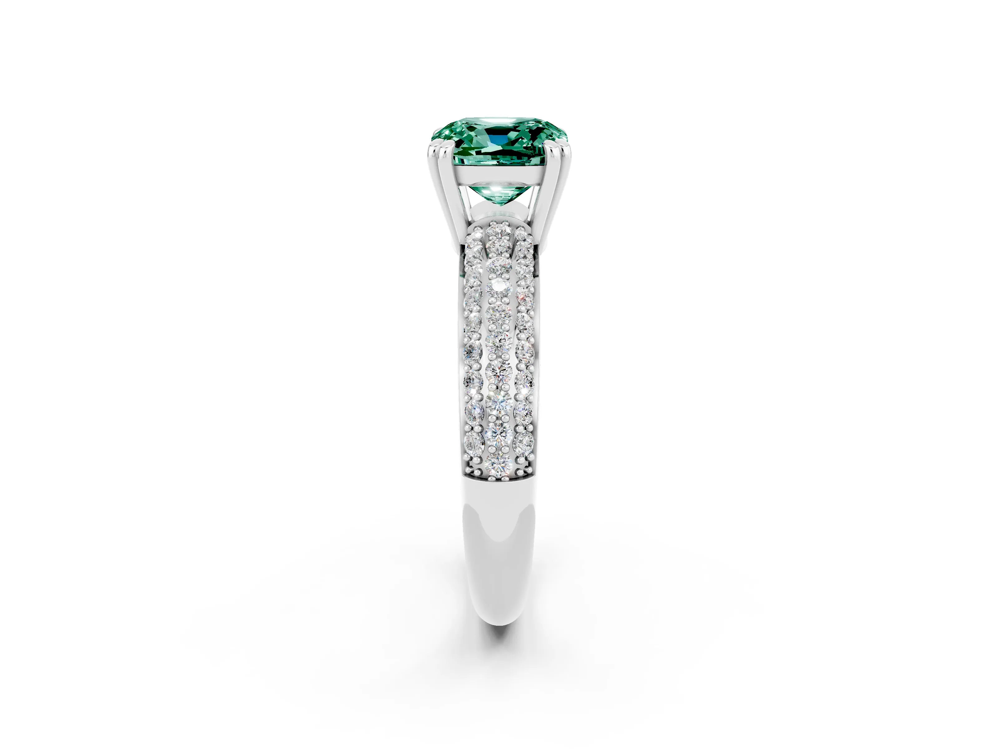White gold Cushion Cut Cut Diamond Milgrain Marquise Band with Prong Setting_2