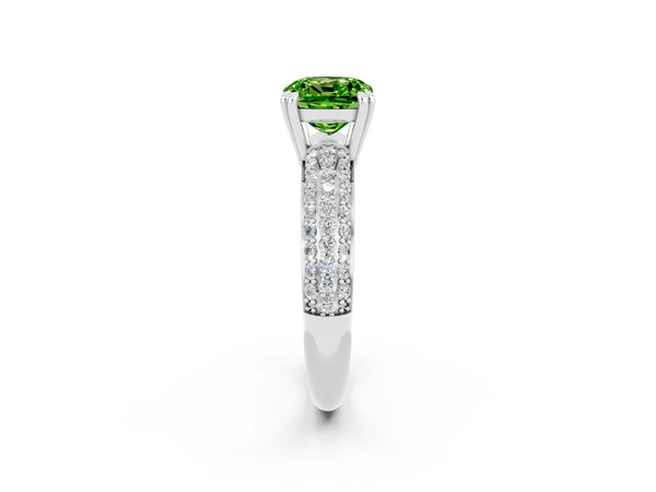 Silver Cushion Cut Cut Diamond Milgrain Marquise Band with Prong Setting