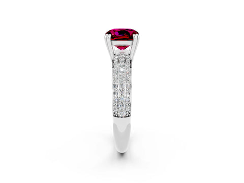 White gold Cushion Cut Cut Diamond Milgrain Marquise Band with Prong Setting_2