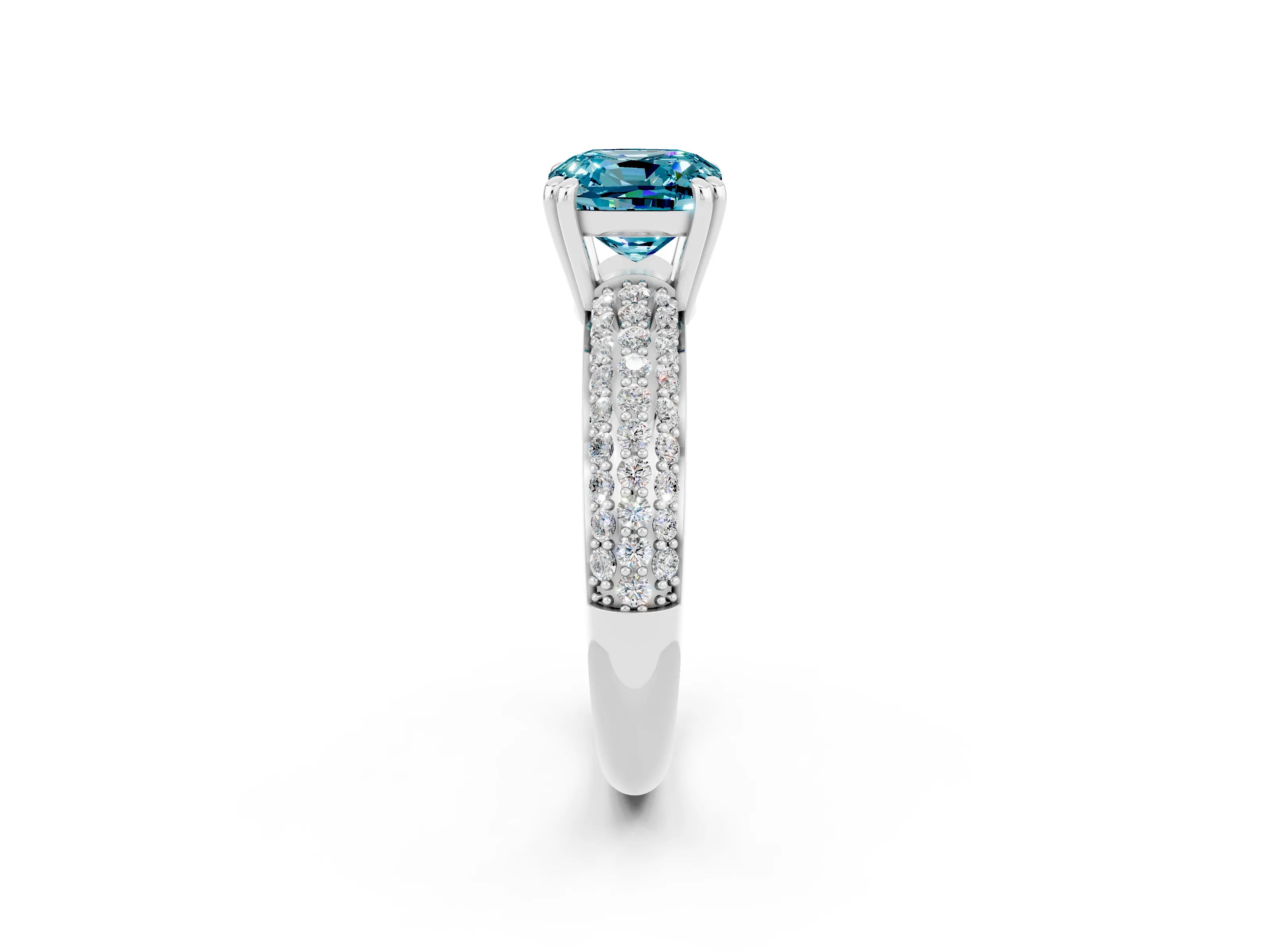 White gold Cushion Cut Cut Diamond Milgrain Marquise Band with Prong Setting_2