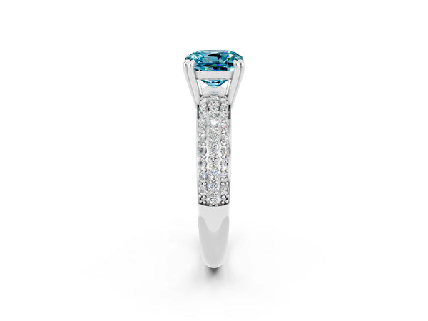 White gold Cushion Cut Cut Diamond Milgrain Marquise Band with Prong Setting
