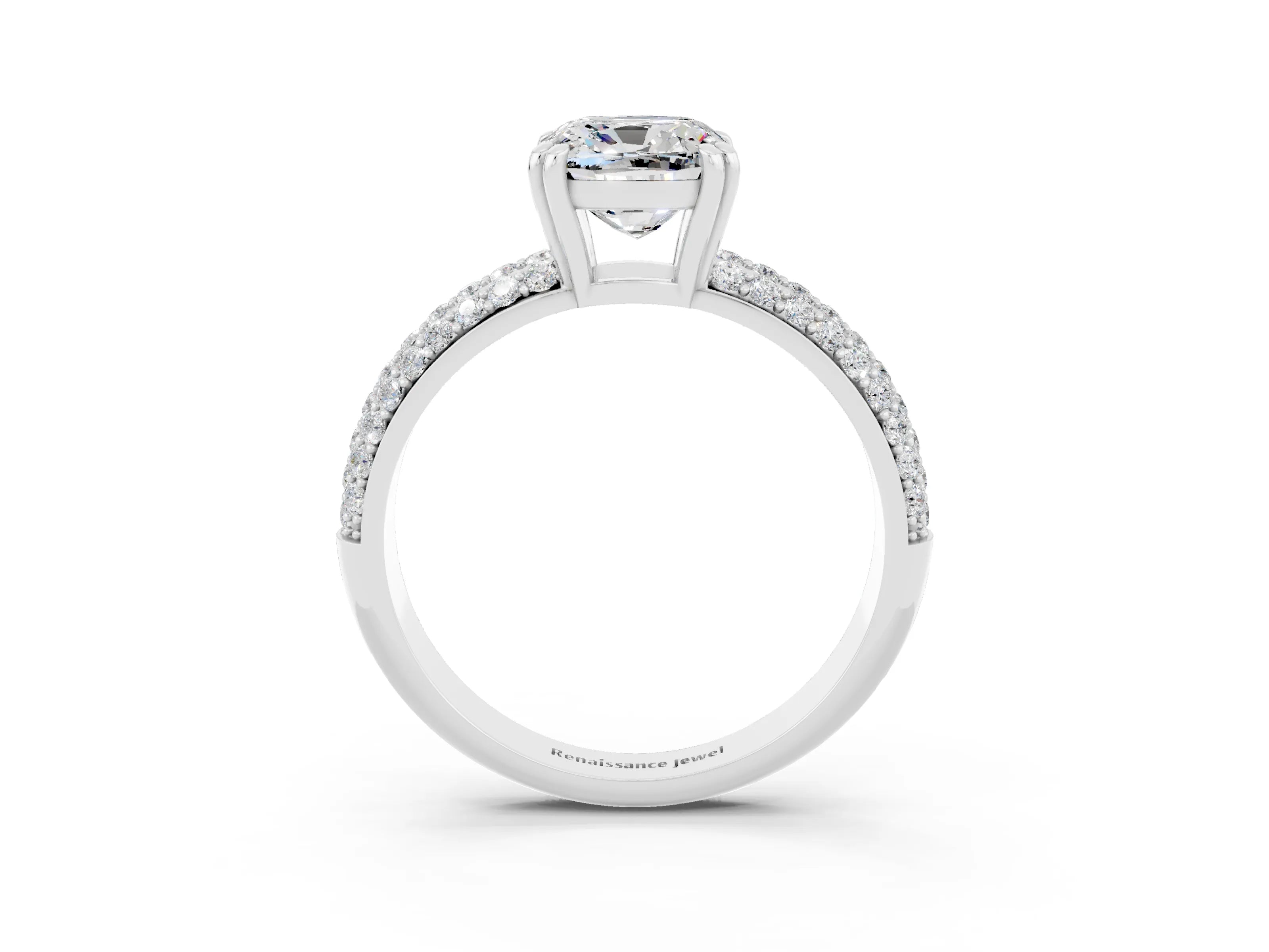 White gold Cushion Cut Cut Diamond Milgrain Marquise Band with Prong Setting_3