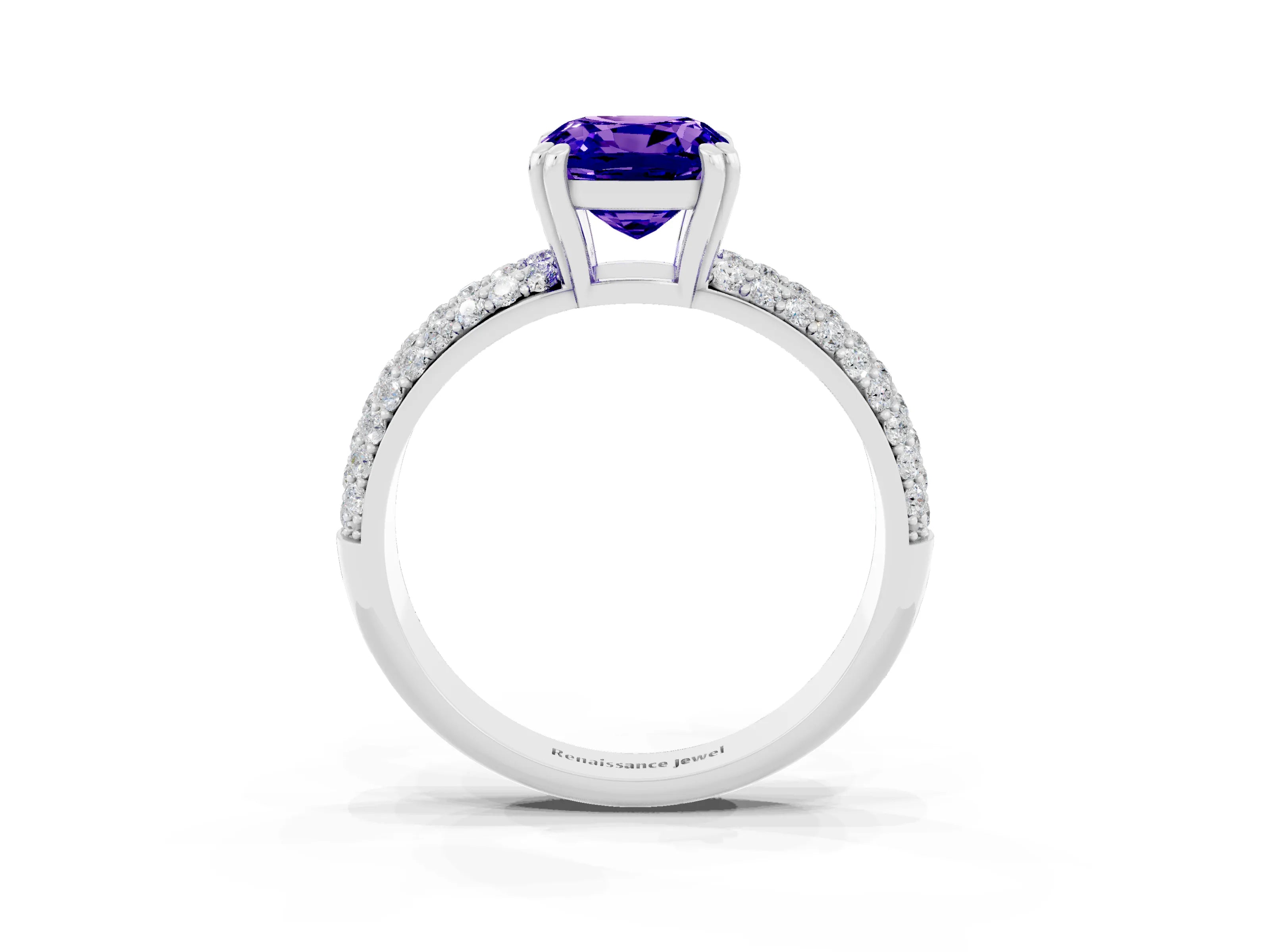 White gold Cushion Cut Cut Diamond Milgrain Marquise Band with Prong Setting_3