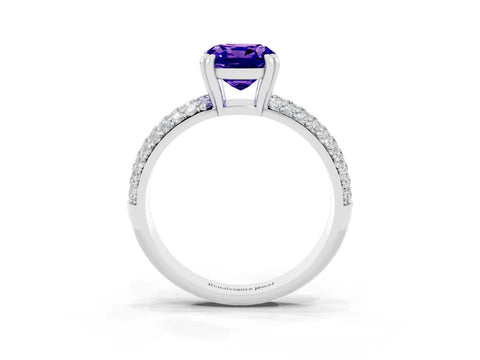 White gold Cushion Cut Cut Diamond Milgrain Marquise Band with Prong Setting_3