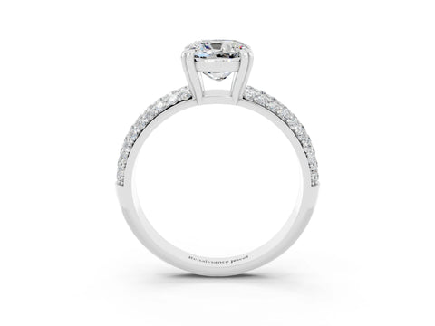 White gold Cushion Cut Cut Diamond Milgrain Marquise Band with Prong Setting_3