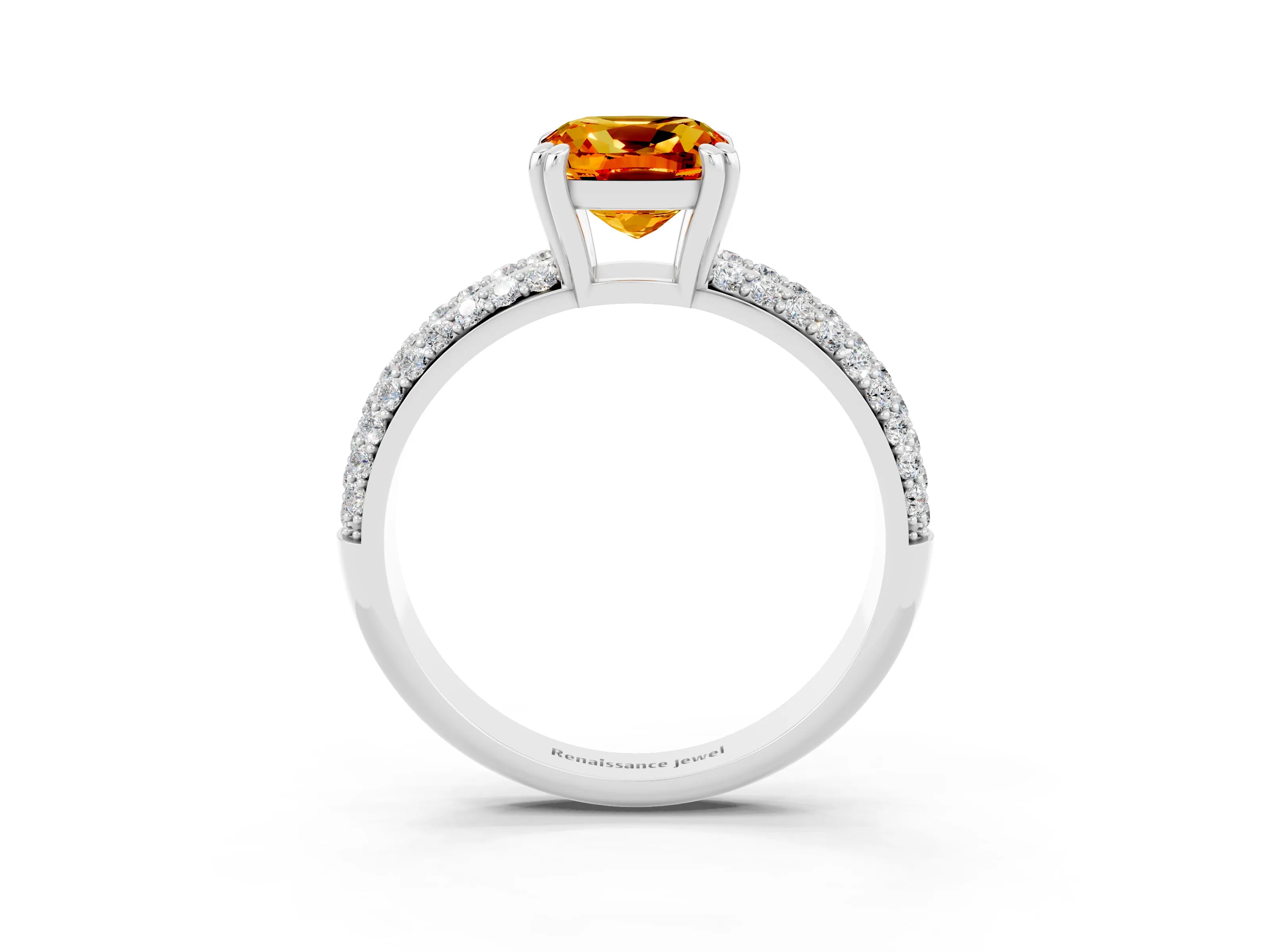 White gold Cushion Cut Cut Diamond Milgrain Marquise Band with Prong Setting_3