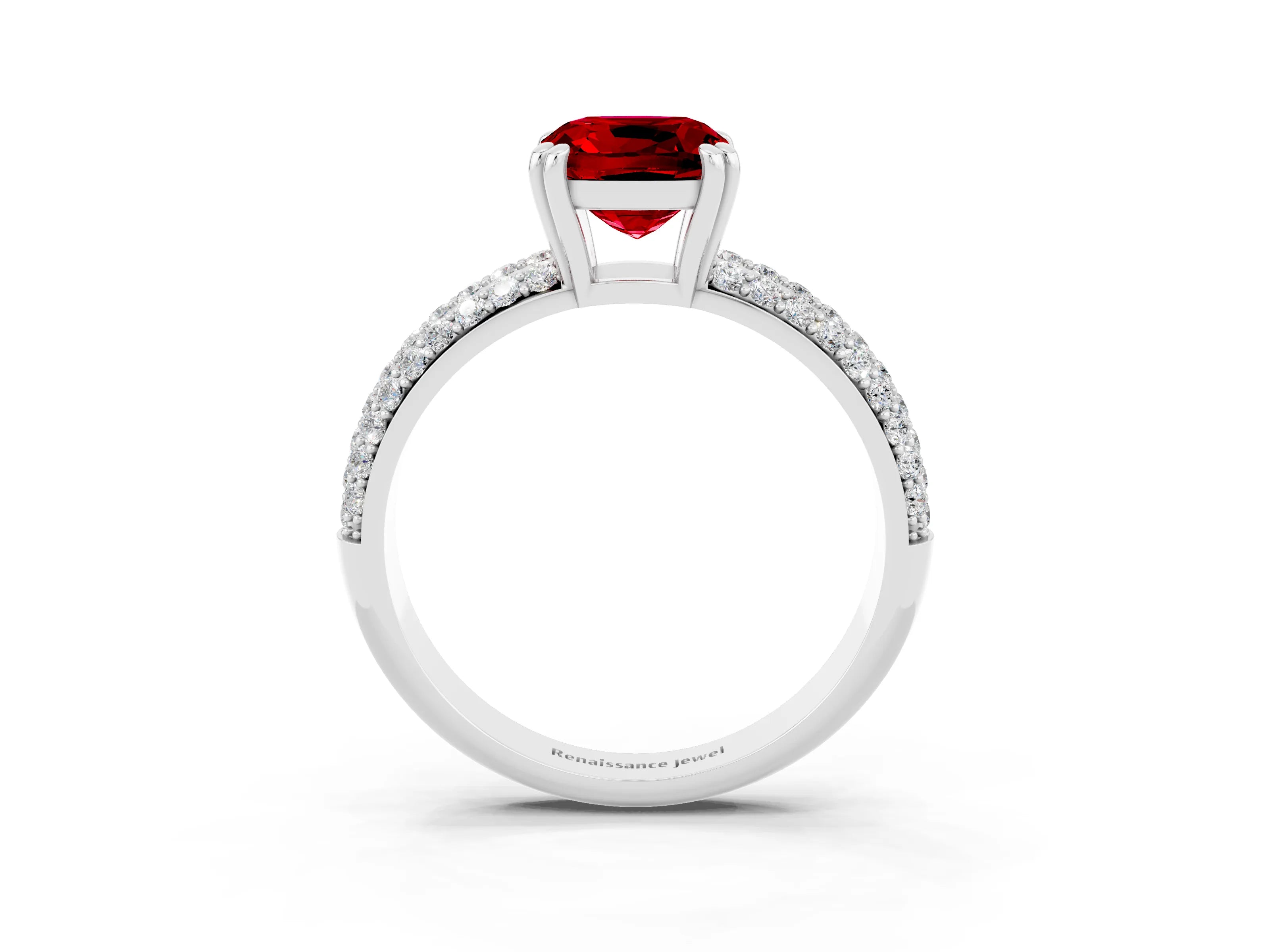 White gold Cushion Cut Cut Diamond Milgrain Marquise Band with Prong Setting_3