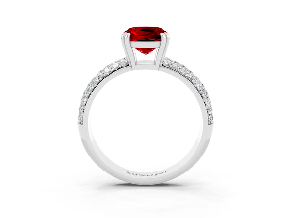 Platinum Cushion Cut Cut Diamond Milgrain Marquise Band with Prong Setting