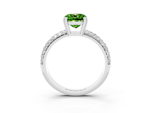Platinum Cushion Cut Cut Diamond Milgrain Marquise Band with Prong Setting