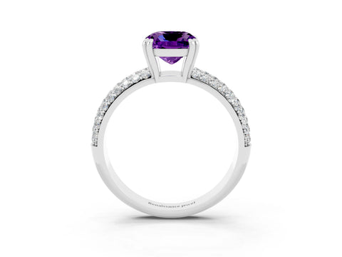 White gold Cushion Cut Cut Diamond Milgrain Marquise Band with Prong Setting_3