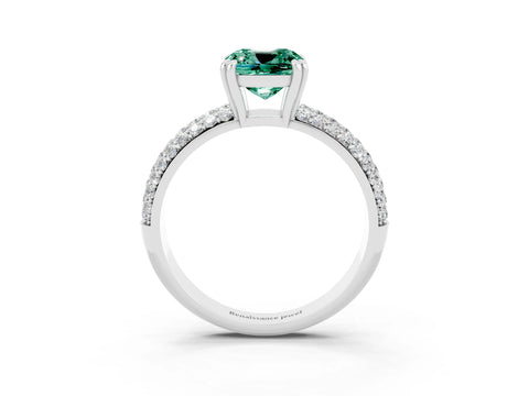 White gold Cushion Cut Cut Diamond Milgrain Marquise Band with Prong Setting_3