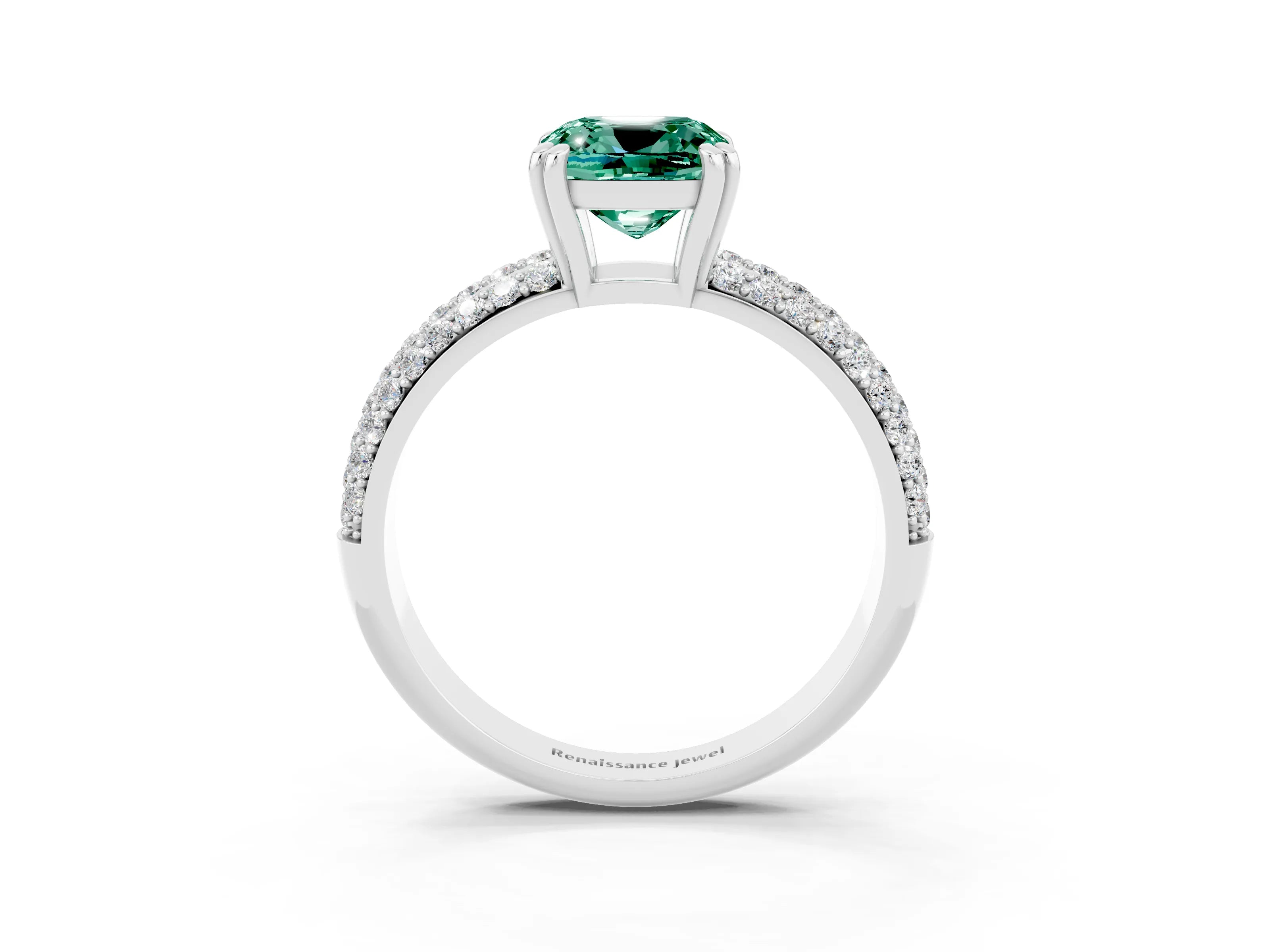White gold Cushion Cut Cut Diamond Milgrain Marquise Band with Prong Setting_3