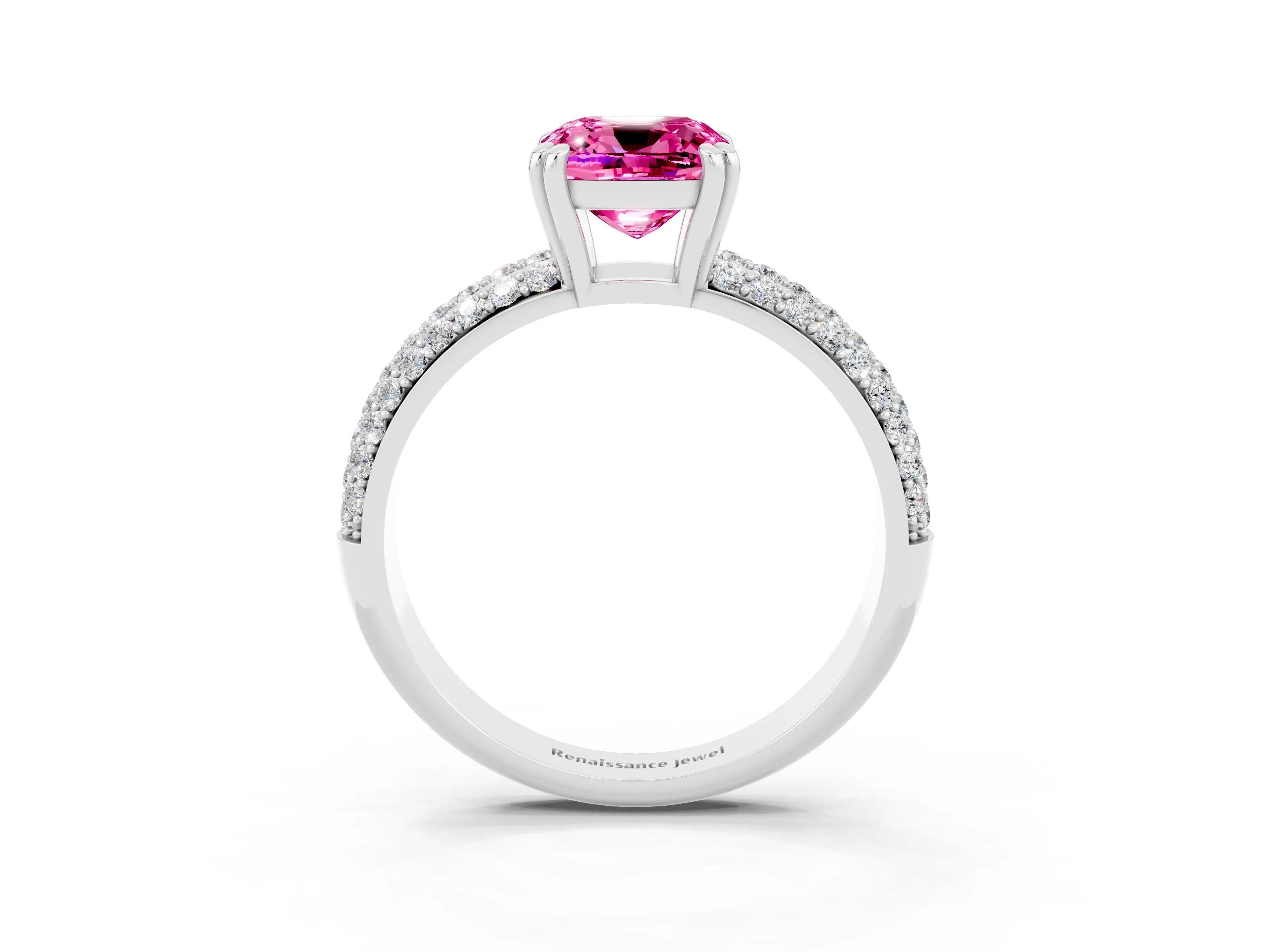 White gold Cushion Cut Cut Diamond Milgrain Marquise Band with Prong Setting_3