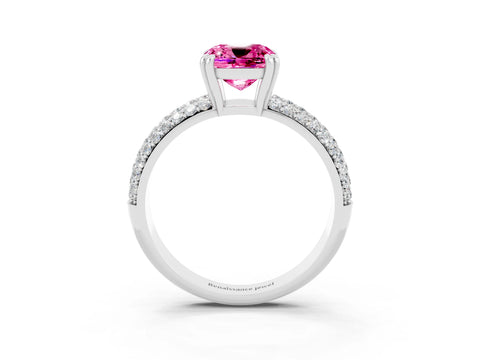 White gold Cushion Cut Cut Diamond Milgrain Marquise Band with Prong Setting_3