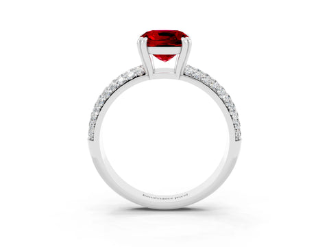 White gold Cushion Cut Cut Diamond Milgrain Marquise Band with Prong Setting_3