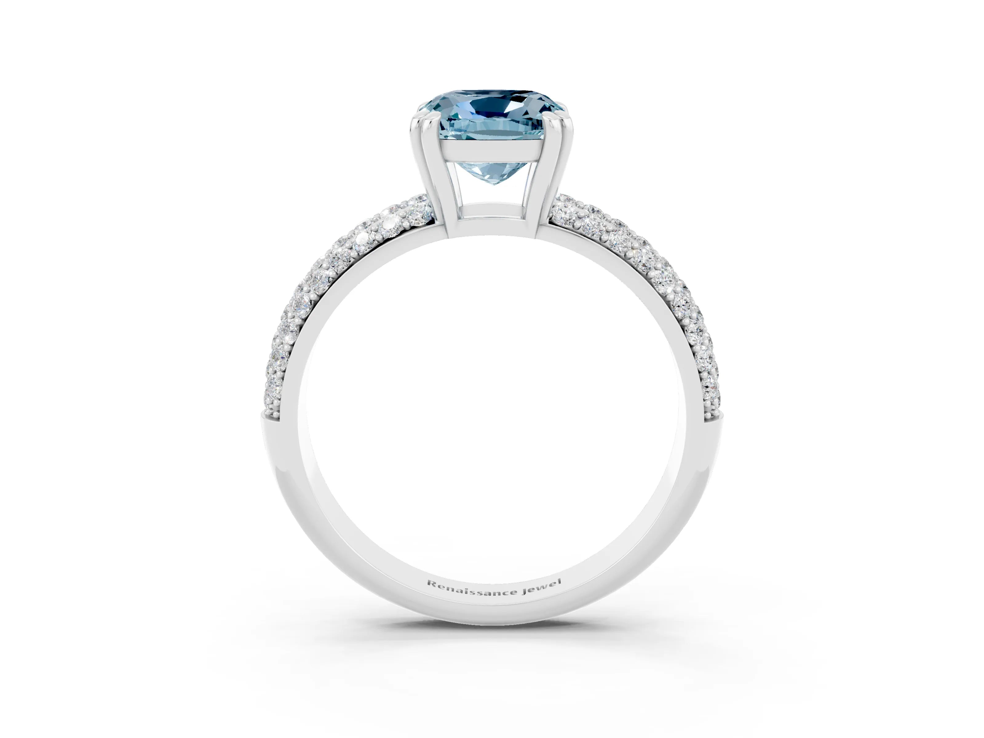 White gold Cushion Cut Cut Diamond Milgrain Marquise Band with Prong Setting_3