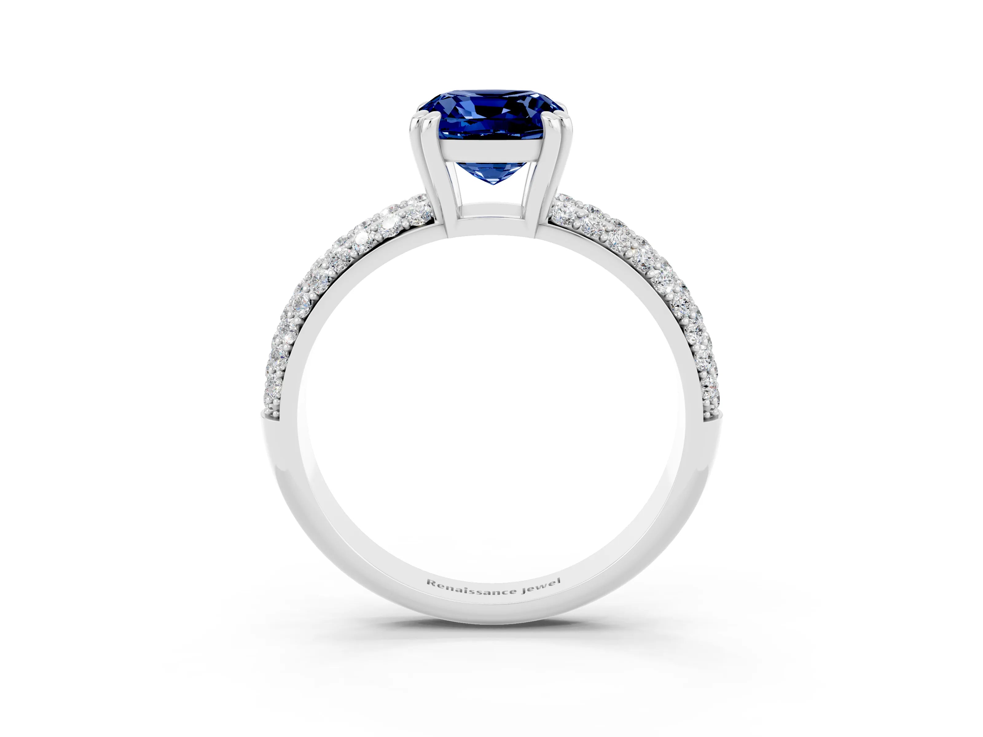 White gold Cushion Cut Cut Diamond Milgrain Marquise Band with Prong Setting_3