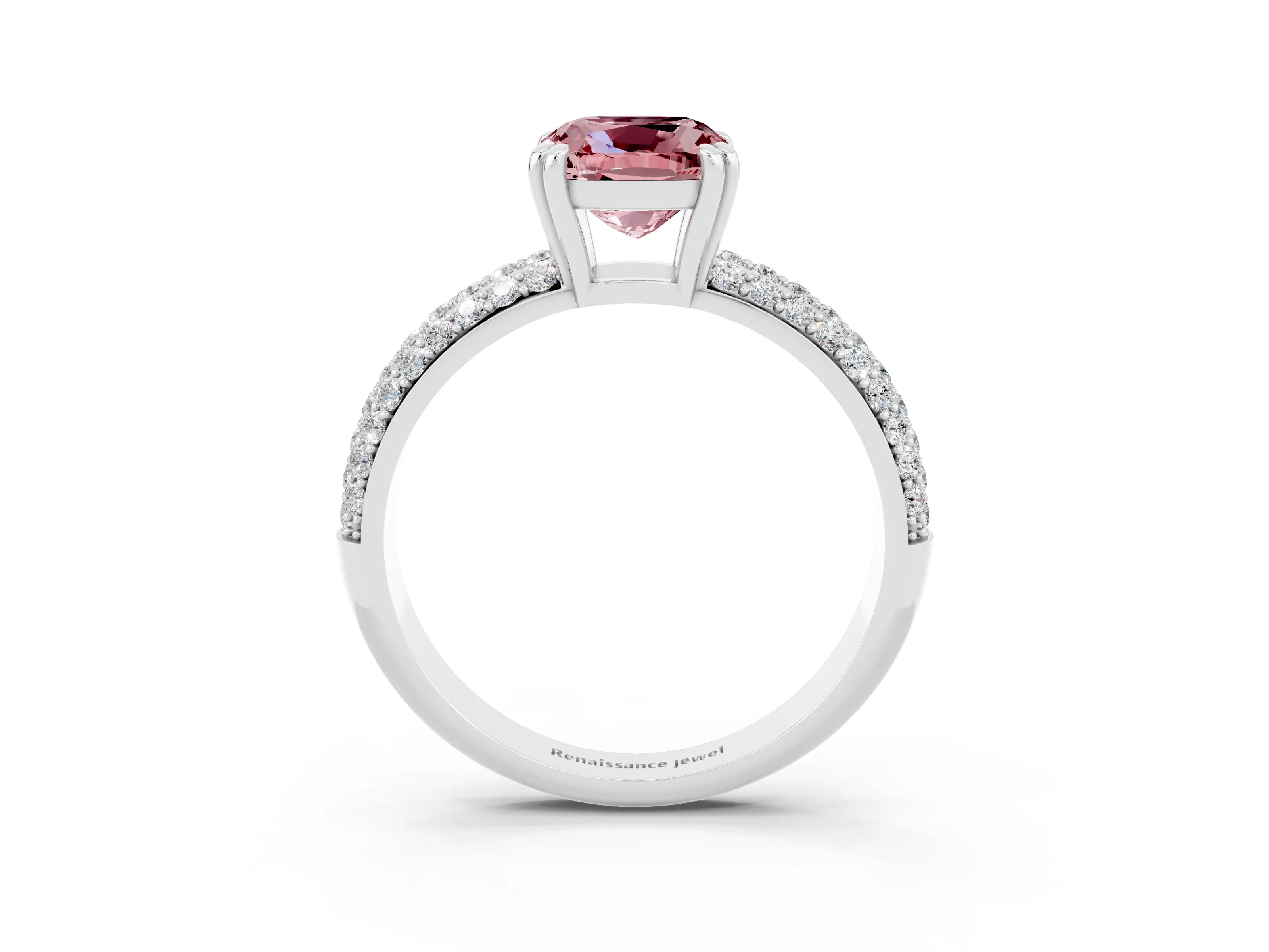 White gold Cushion Cut Cut Diamond Milgrain Marquise Band with Prong Setting_3