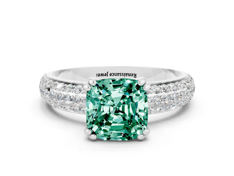 White gold Cushion Cut Cut Diamond Milgrain Marquise Band with Prong Setting