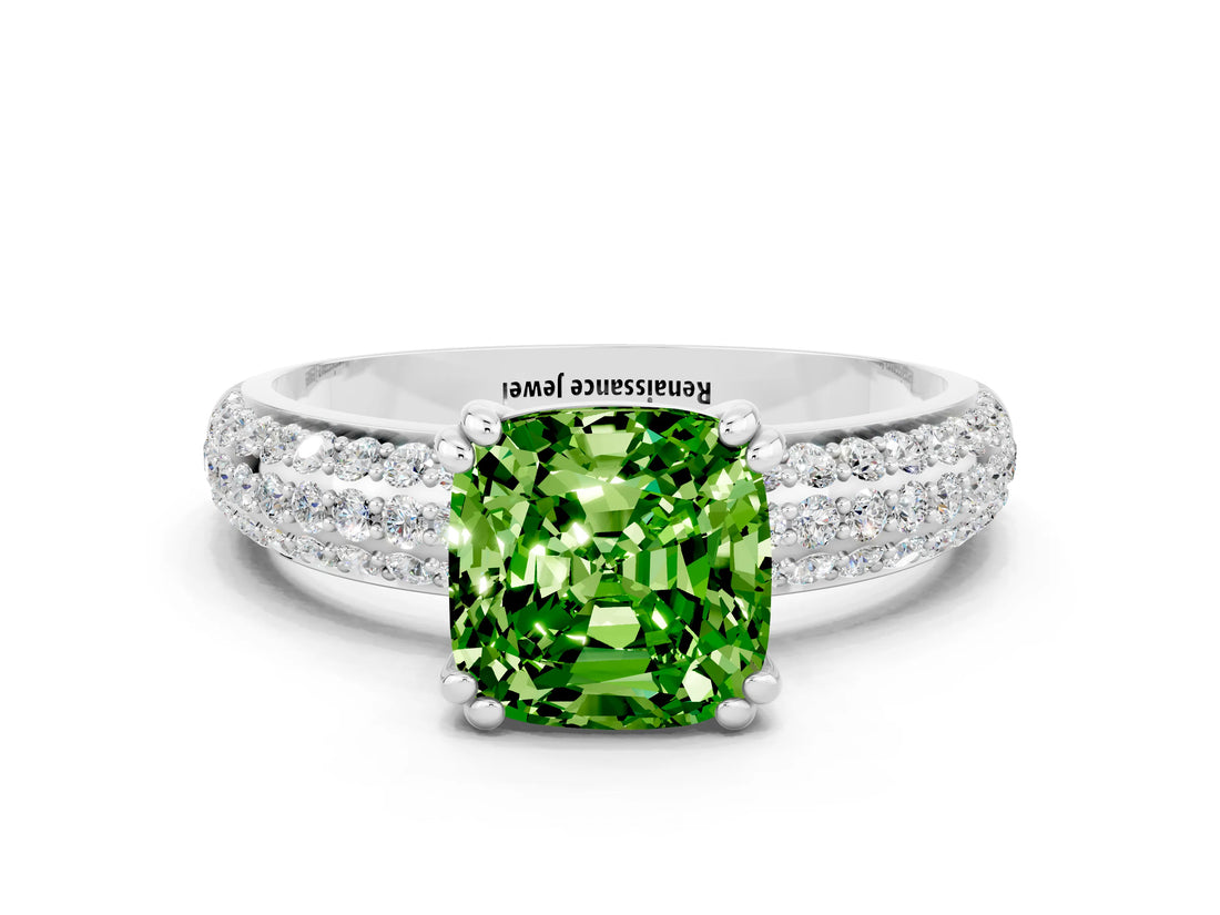 White gold Cushion Cut Cut Diamond Milgrain Marquise Band with Prong Setting