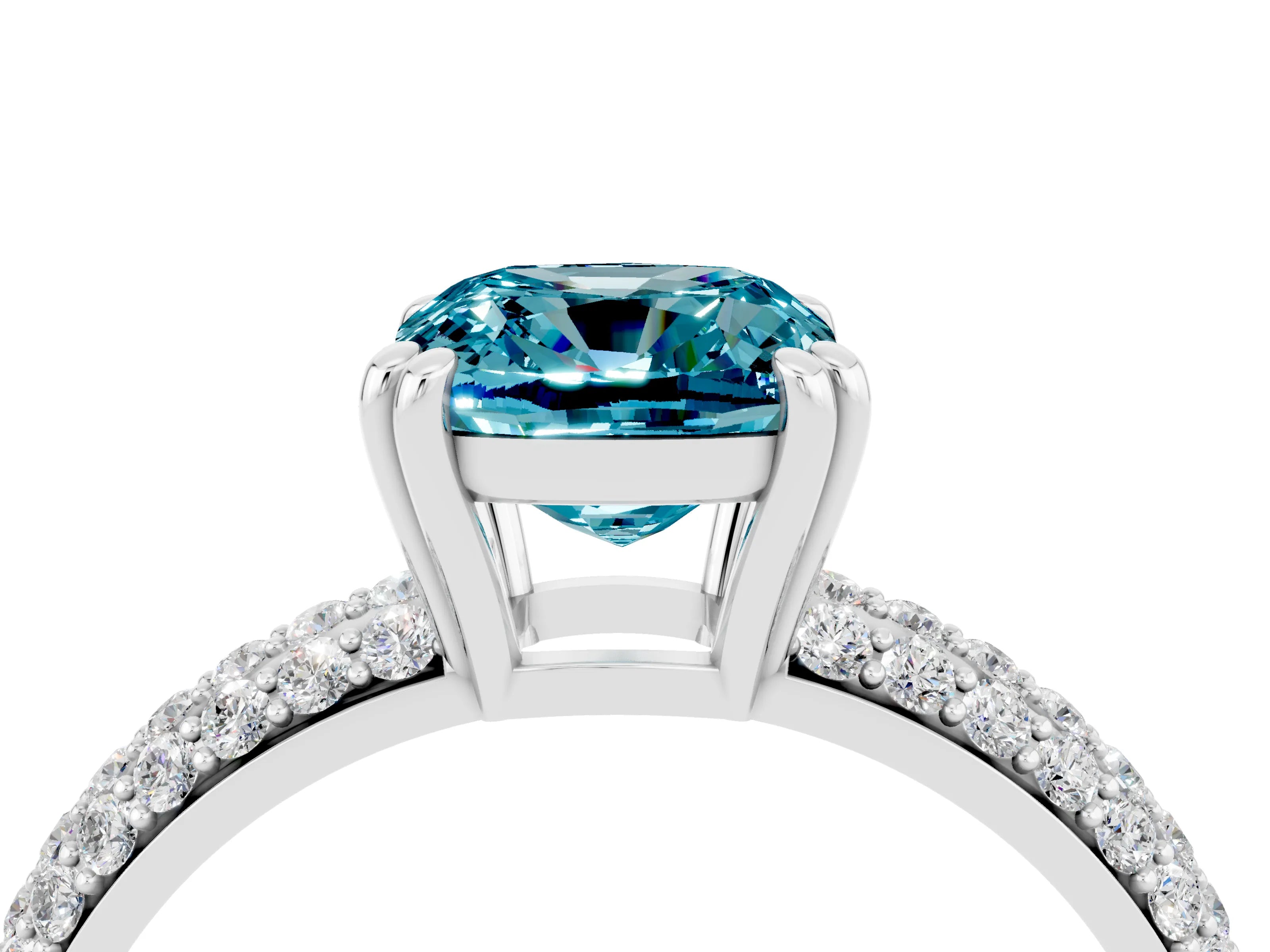 White gold Cushion Cut Cut Diamond Milgrain Marquise Band with Prong Setting_4