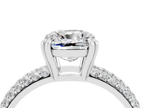 White gold Cushion Cut Cut Diamond Milgrain Marquise Band with Prong Setting_4