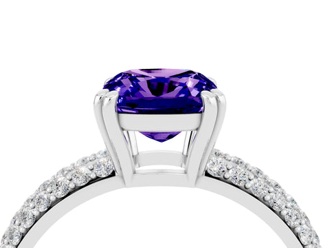 White gold Cushion Cut Cut Diamond Milgrain Marquise Band with Prong Setting_4