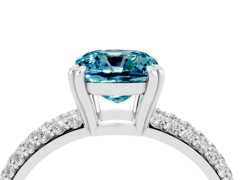 White gold Cushion Cut Cut Diamond Milgrain Marquise Band with Prong Setting_4