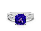 White gold Cushion Cut Cut Diamond Milgrain Marquise Band with Prong Setting