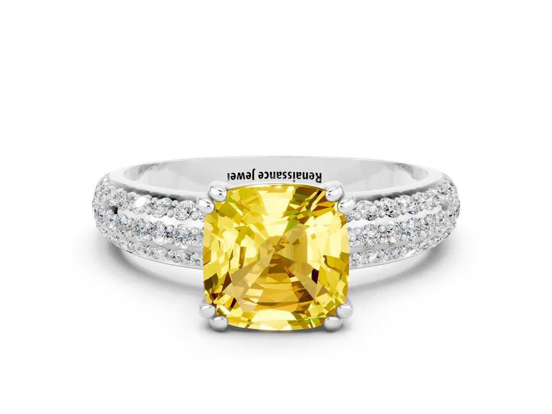 White gold Cushion Cut Cut Diamond Milgrain Marquise Band with Prong Setting