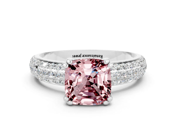 Platinum Cushion Cut Cut Diamond Milgrain Marquise Band with Prong Setting