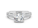 White gold Cushion Cut Cut Diamond Milgrain Marquise Band with Prong Setting