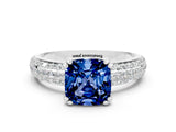 White gold Cushion Cut Cut Diamond Milgrain Marquise Band with Prong Setting