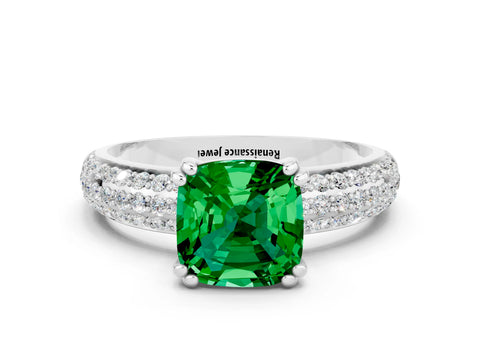 White gold Cushion Cut Cut Diamond Milgrain Marquise Band with Prong Setting
